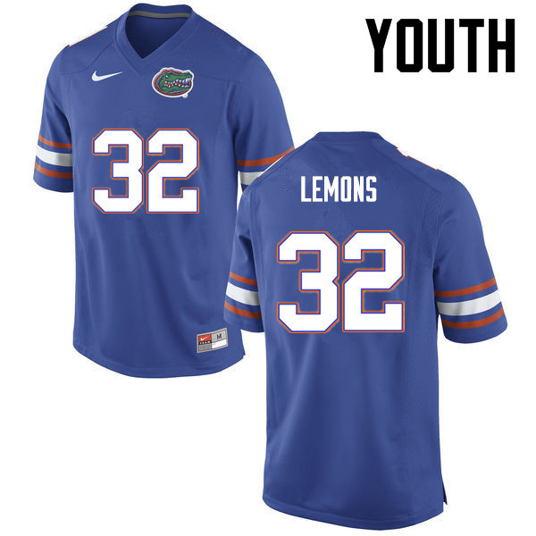 Youth Florida Gators #32 Adarius Lemons College Football Jerseys-Blue - Click Image to Close